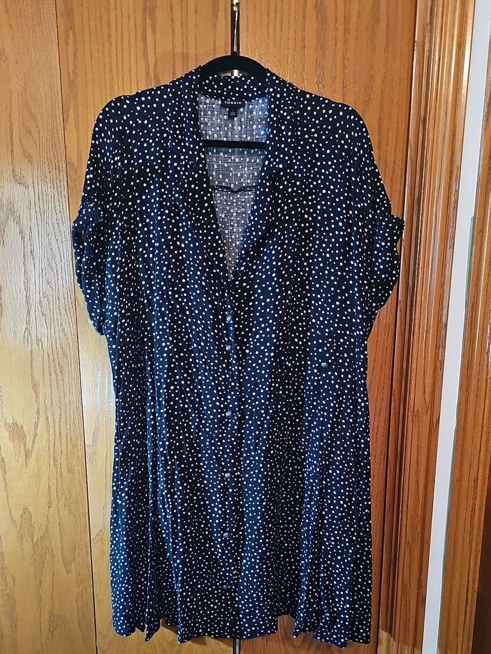 Torrid Black & White Polka Dot Collared Tunic Dress